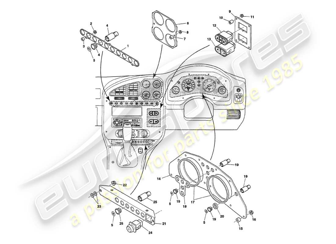 a part diagram from the aston martin v8 volante (2000) parts catalogue