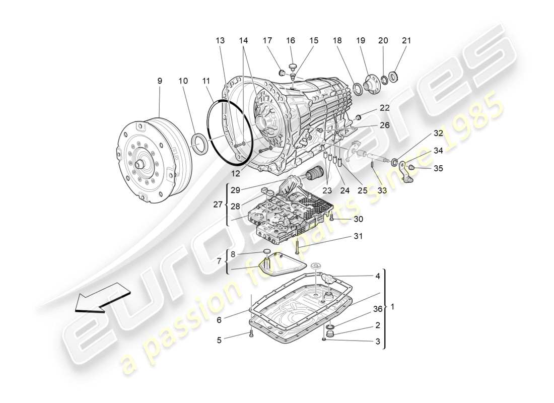 a part diagram from the maserati granturismo parts catalogue