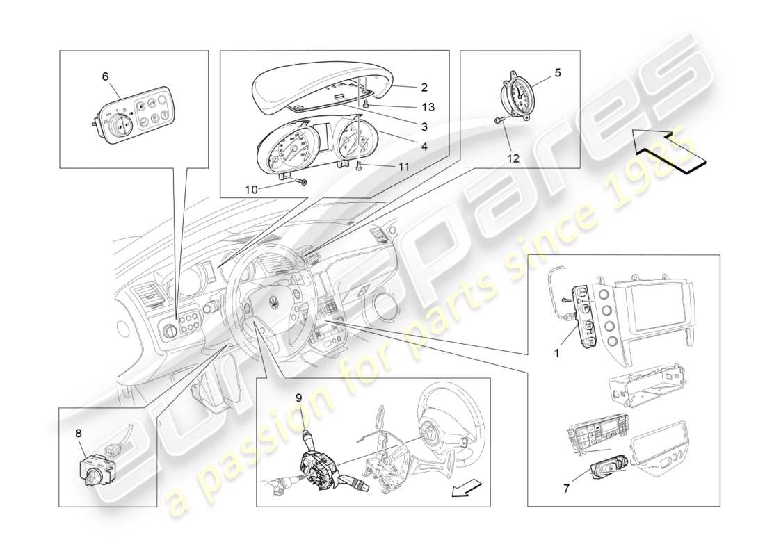 a part diagram from the maserati granturismo (2014) parts catalogue