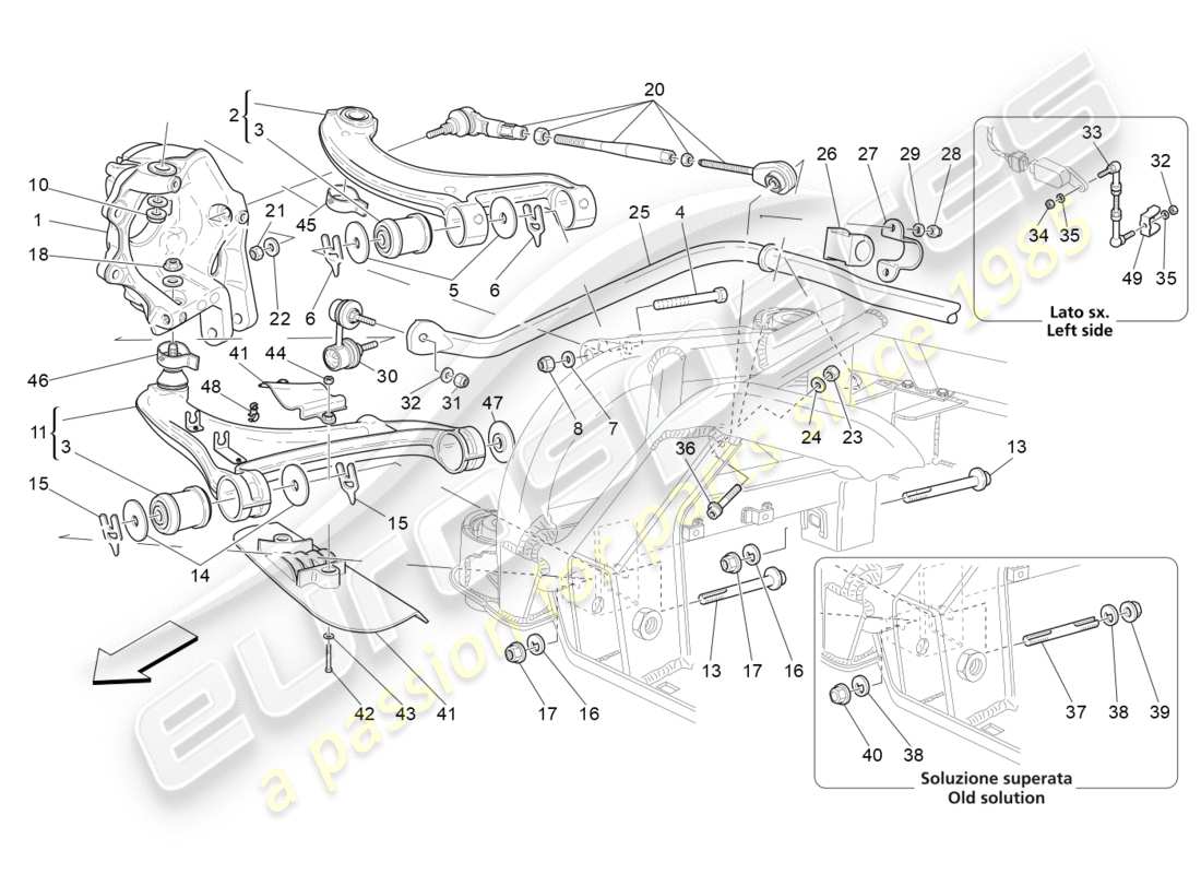 a part diagram from the maserati granturismo (2014) parts catalogue