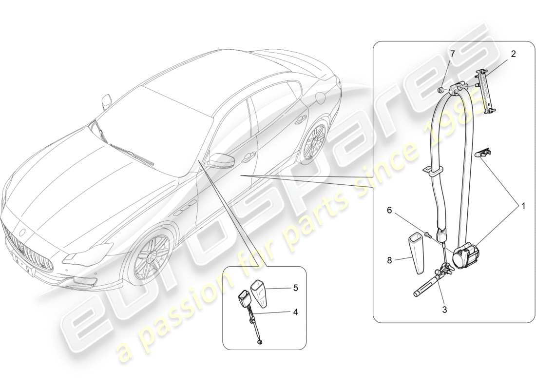 maserati qtp 3.0 bt v6 410hp (2014) front seatbelts part diagram