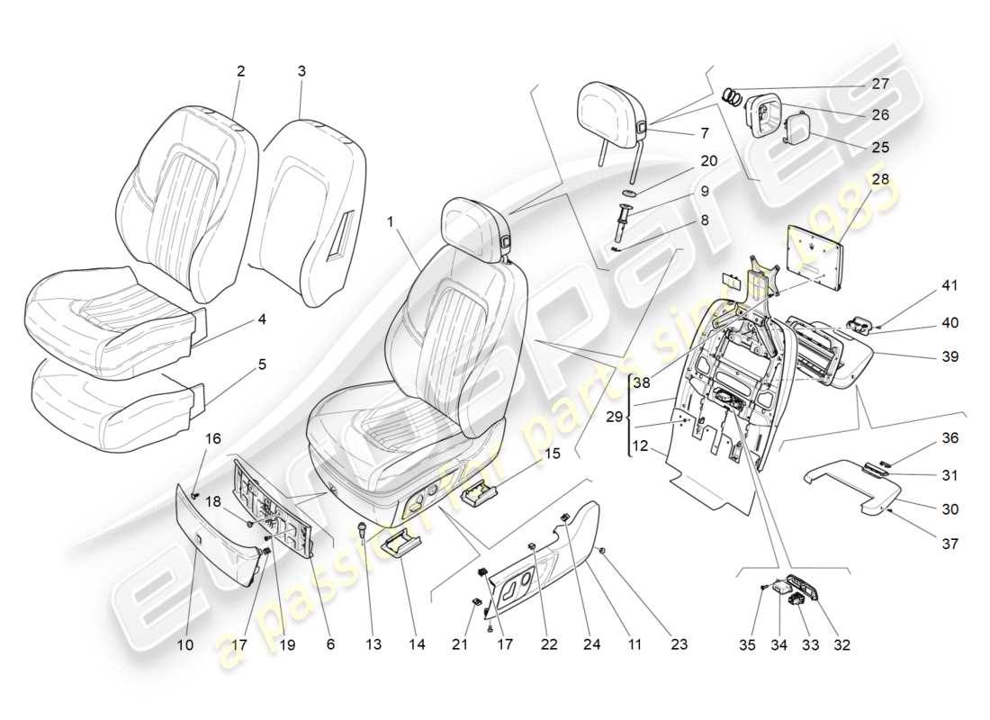 maserati qtp 3.0 tds v6 275hp (2015) front seats: trim panels part diagram