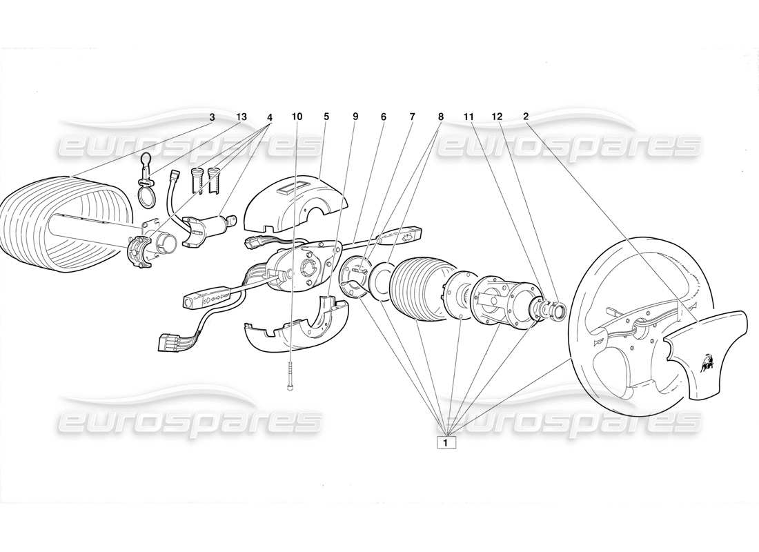 lamborghini diablo (1991) steering (valid for june 1992 version) part diagram