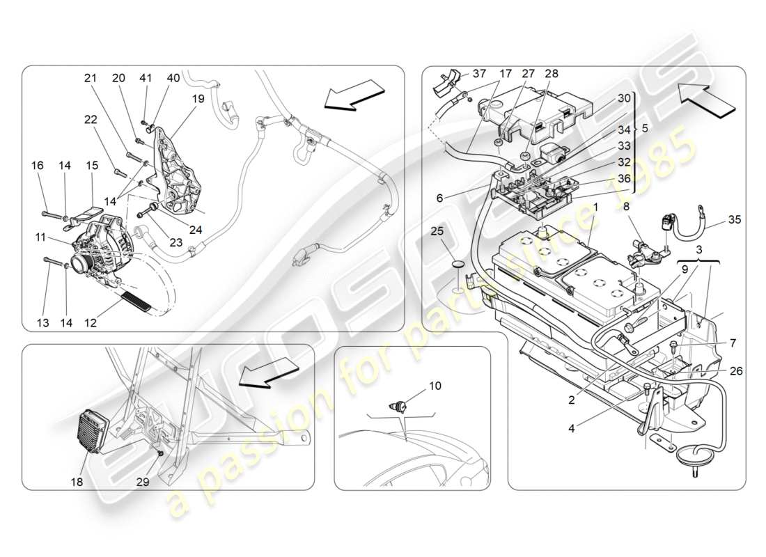 a part diagram from the maserati quattroporte m156 (2014 onwards) parts catalogue