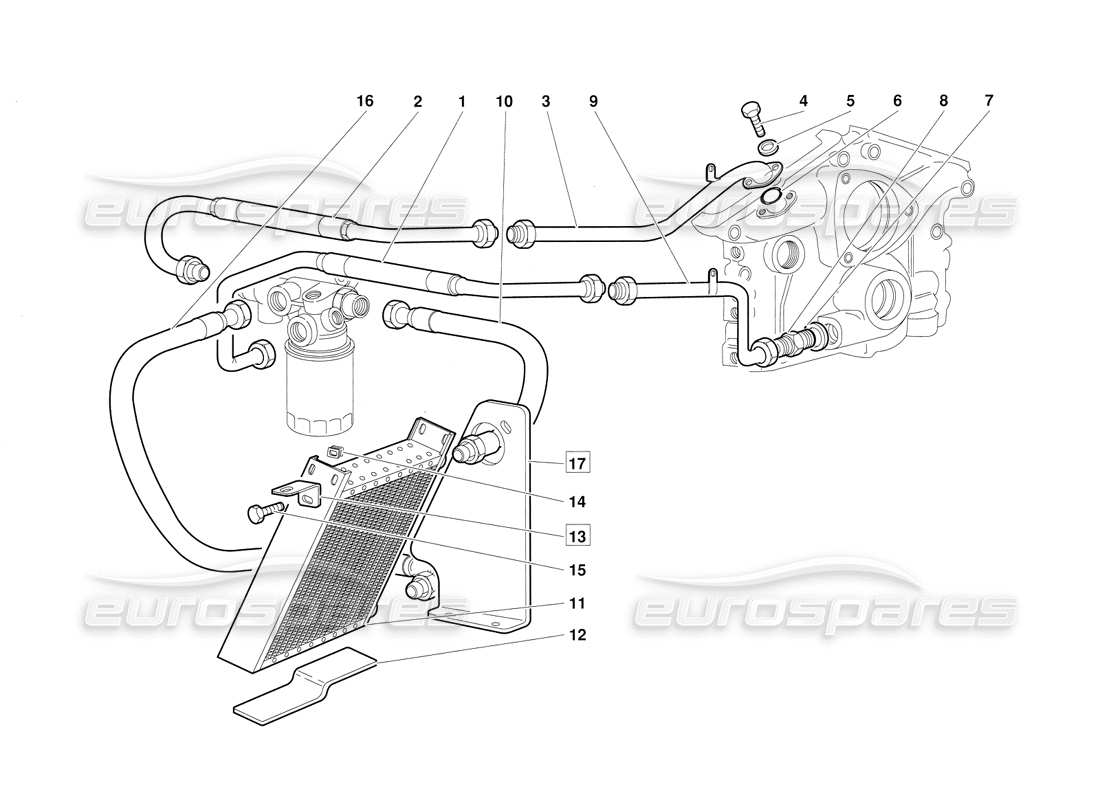 lamborghini diablo (1991) engine oil system (valid for june 1992 version) part diagram