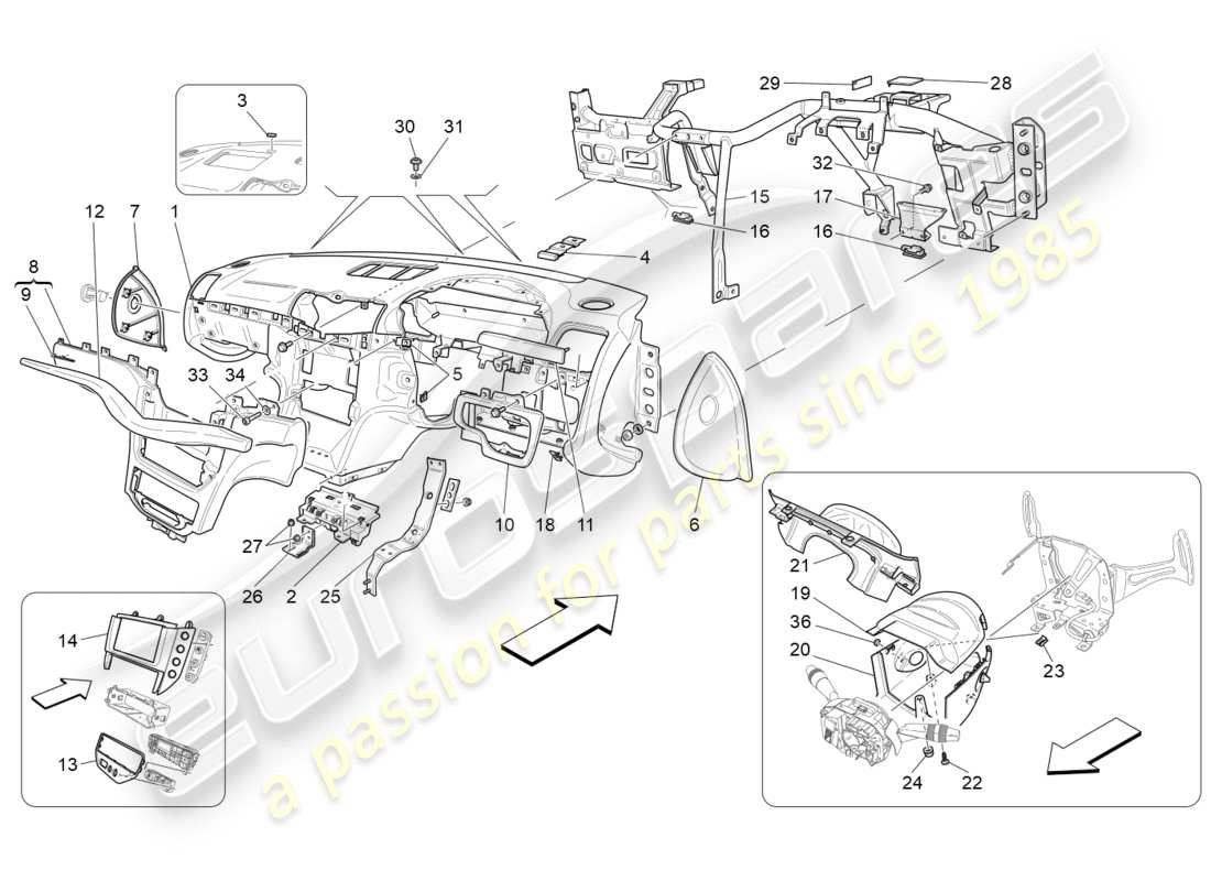 maserati granturismo (2016) dashboard unit part diagram