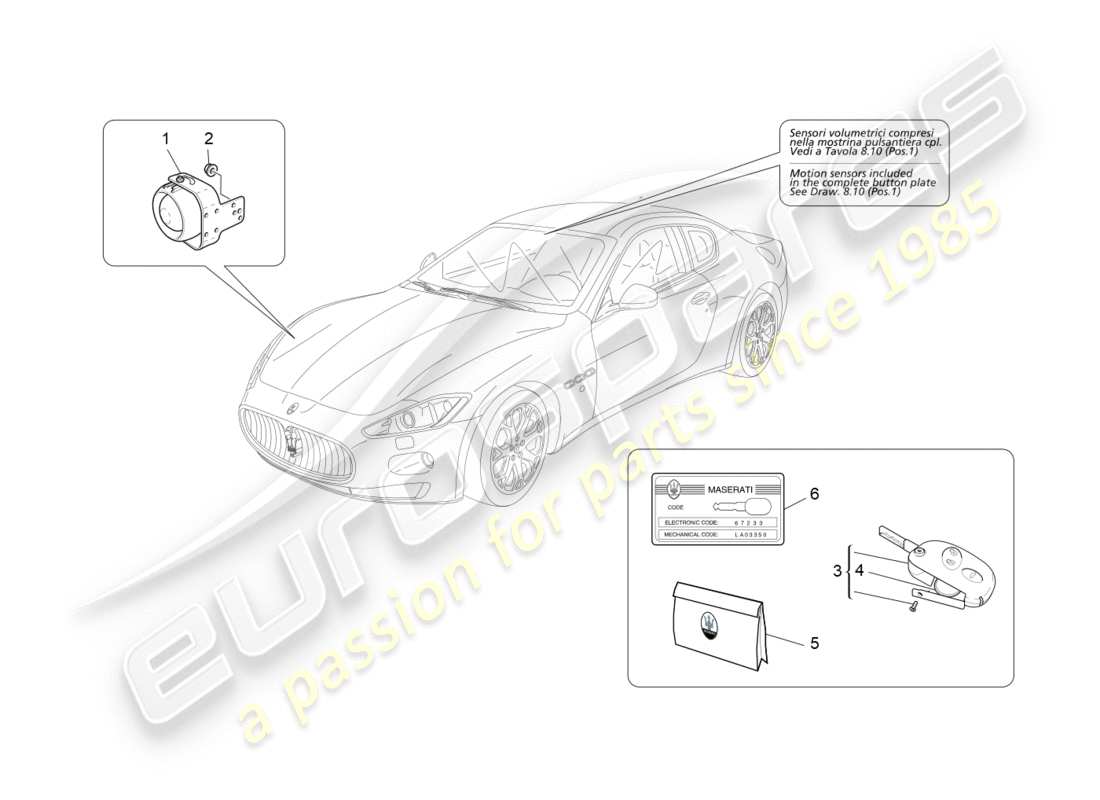 a part diagram from the maserati granturismo (2011) parts catalogue