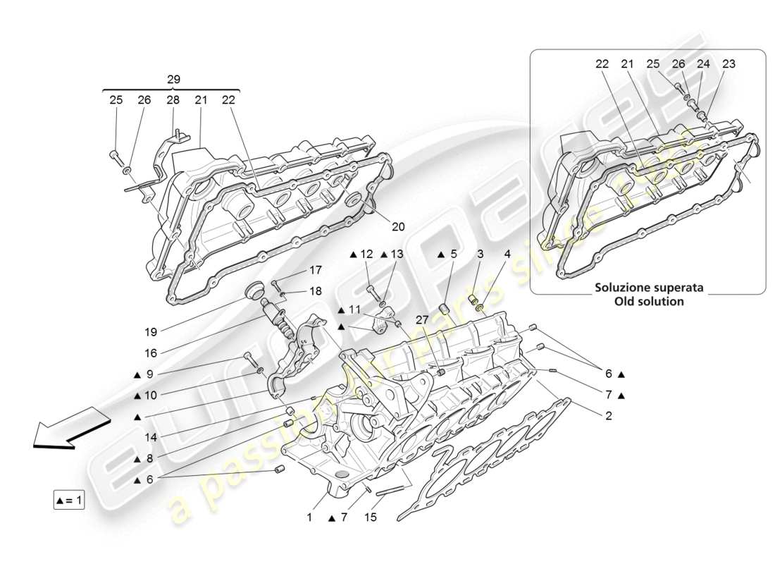 maserati granturismo (2008) rh cylinder head parts diagram