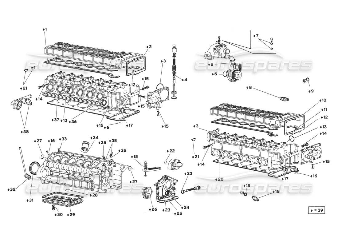 lamborghini diablo 6.0 (2001) engine gasket kit parts diagram