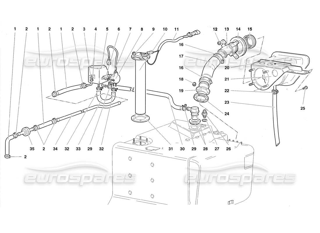 lamborghini diablo roadster (1998) fuel system parts diagram