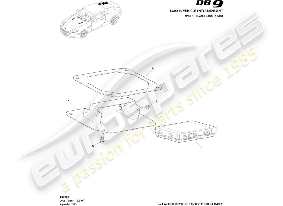 aston martin db9 (2015) dab tuner, 14.5my part diagram