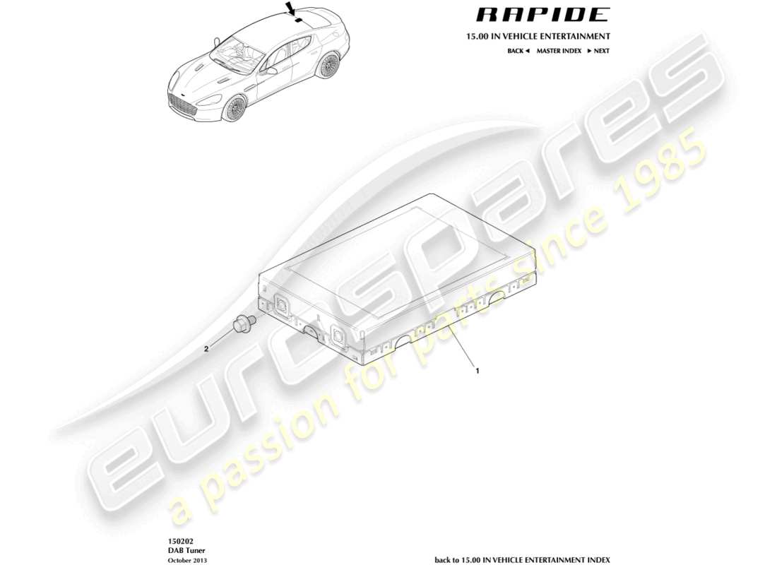 aston martin rapide (2011) dab tuner part diagram