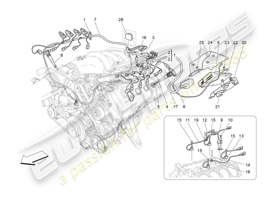 a part diagram from the maserati granturismo parts catalogue