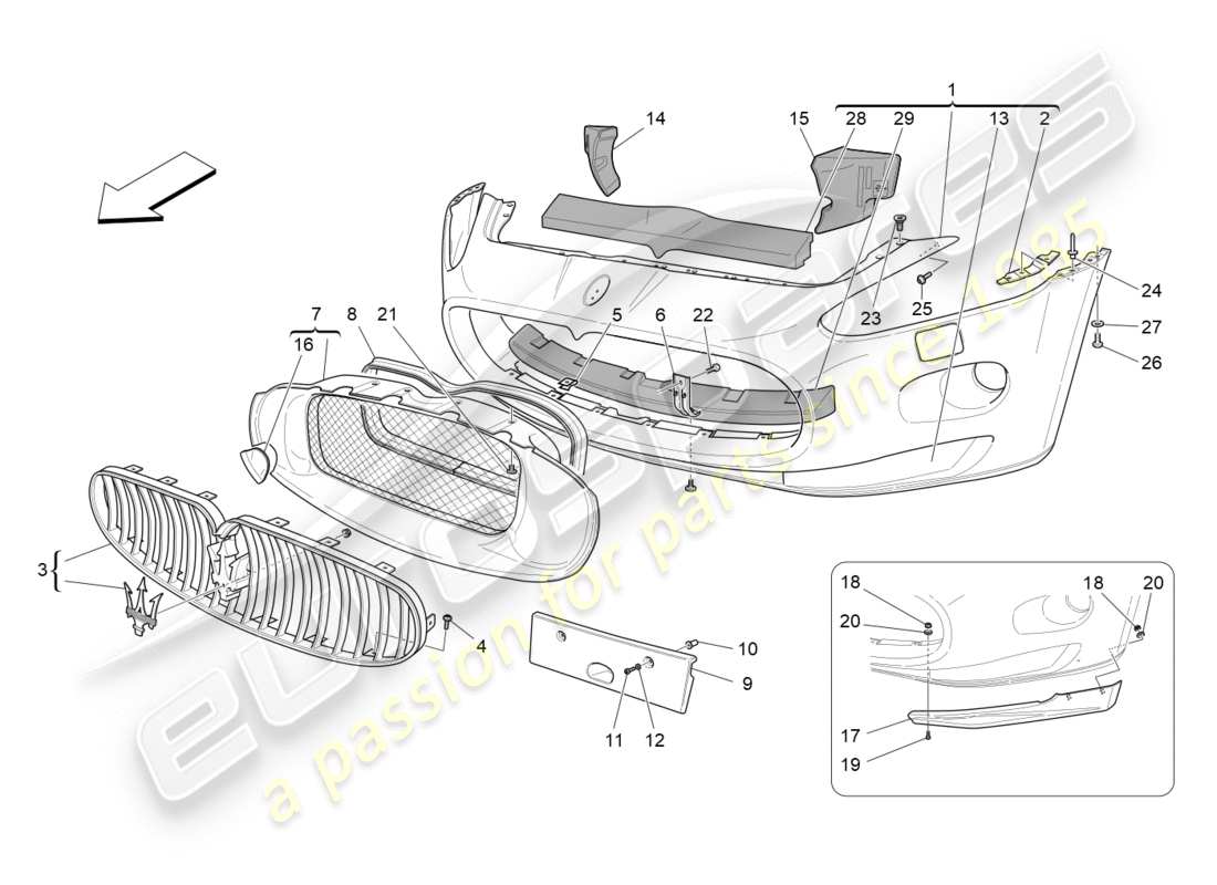 a part diagram from the maserati granturismo (2013) parts catalogue