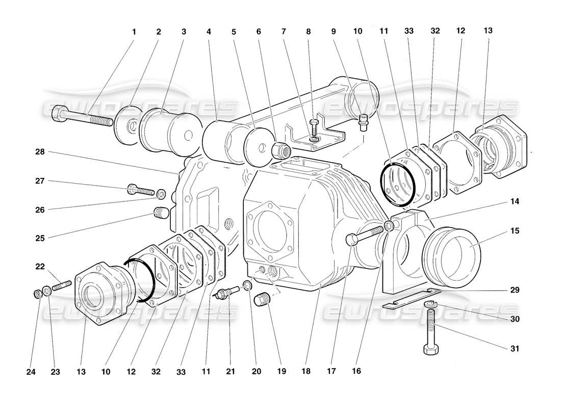 lamborghini diablo roadster (1998) front differential case (version 4x) parts diagram