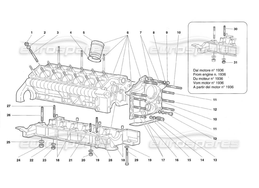 a part diagram from the lamborghini diablo roadster (1998) parts catalogue