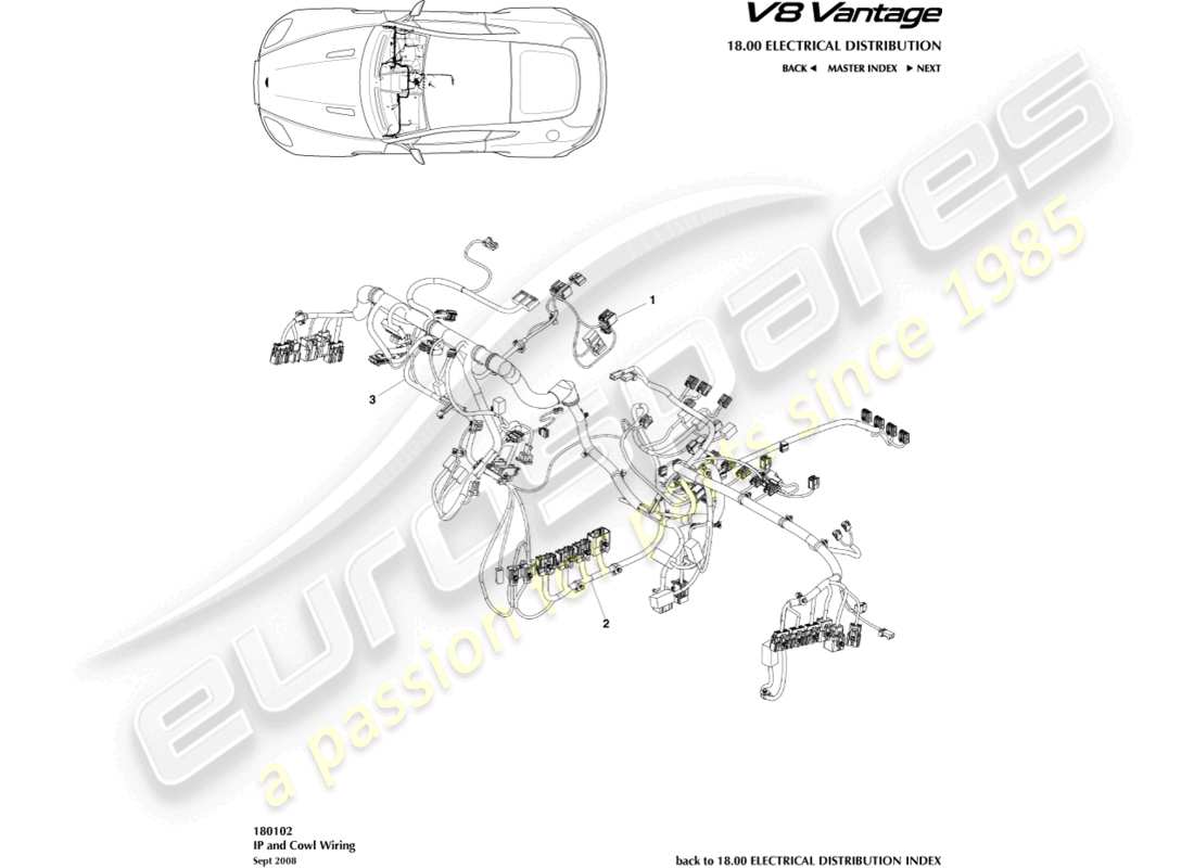 aston martin v8 vantage (2008) ip harness part diagram