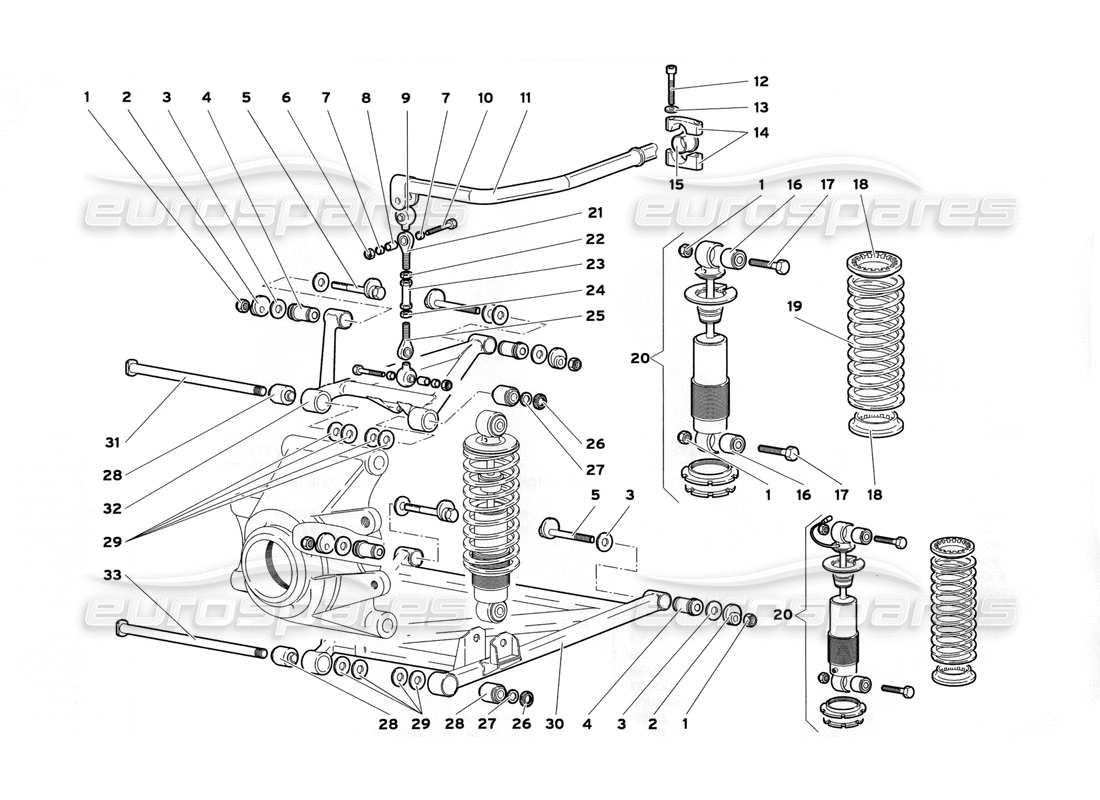 lamborghini diablo sv (1999) rear suspension parts diagram