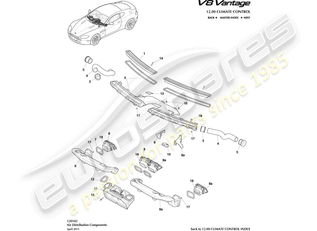 aston martin v8 vantage (2008) air distribution components part diagram