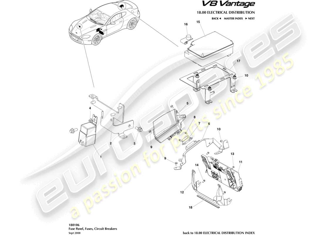 aston martin v8 vantage (2013) fuse panels part diagram