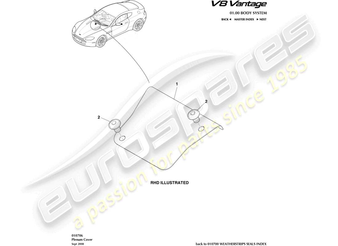 aston martin v8 vantage (2013) plenum cover part diagram