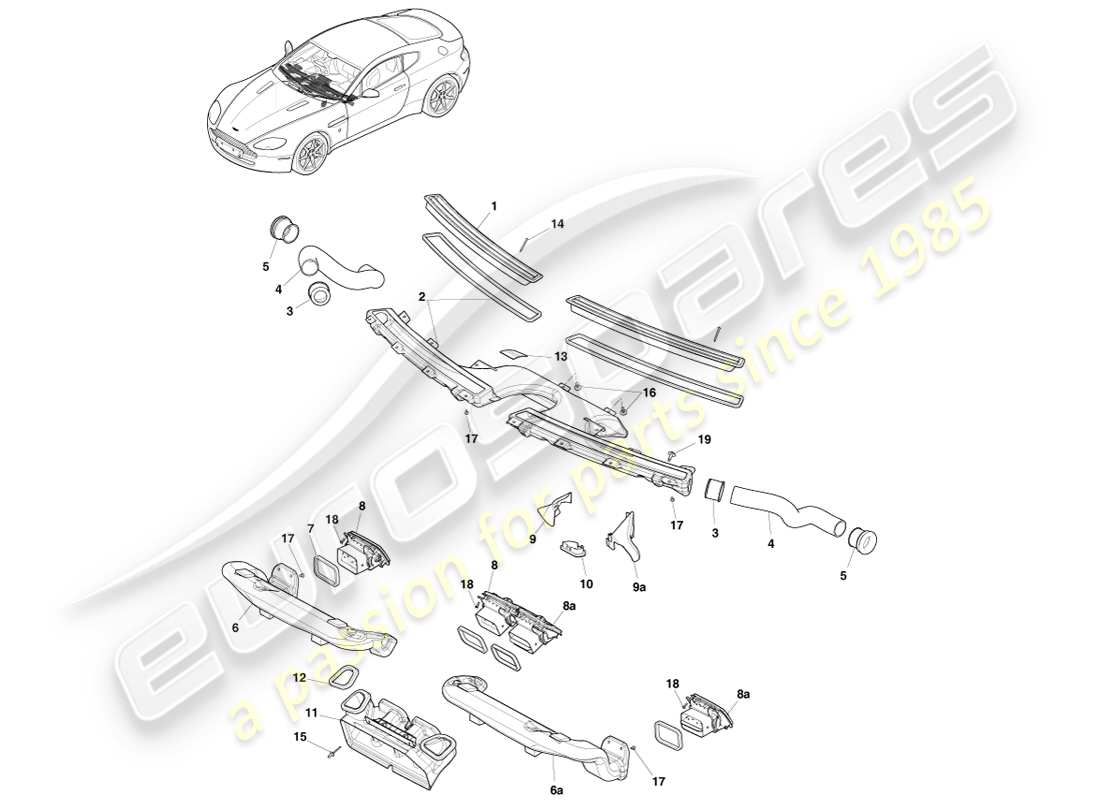 aston martin v8 vantage (2005) air distribution components part diagram