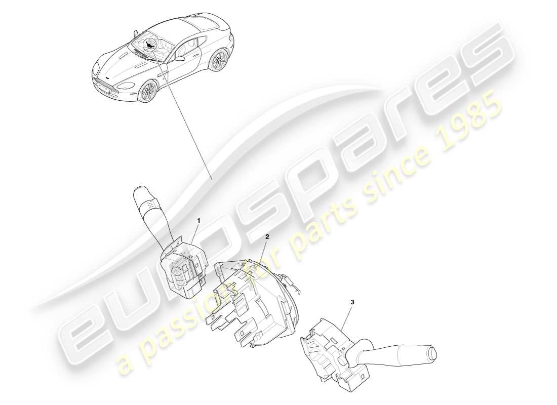 aston martin v8 vantage (2007) steering column switch part diagram