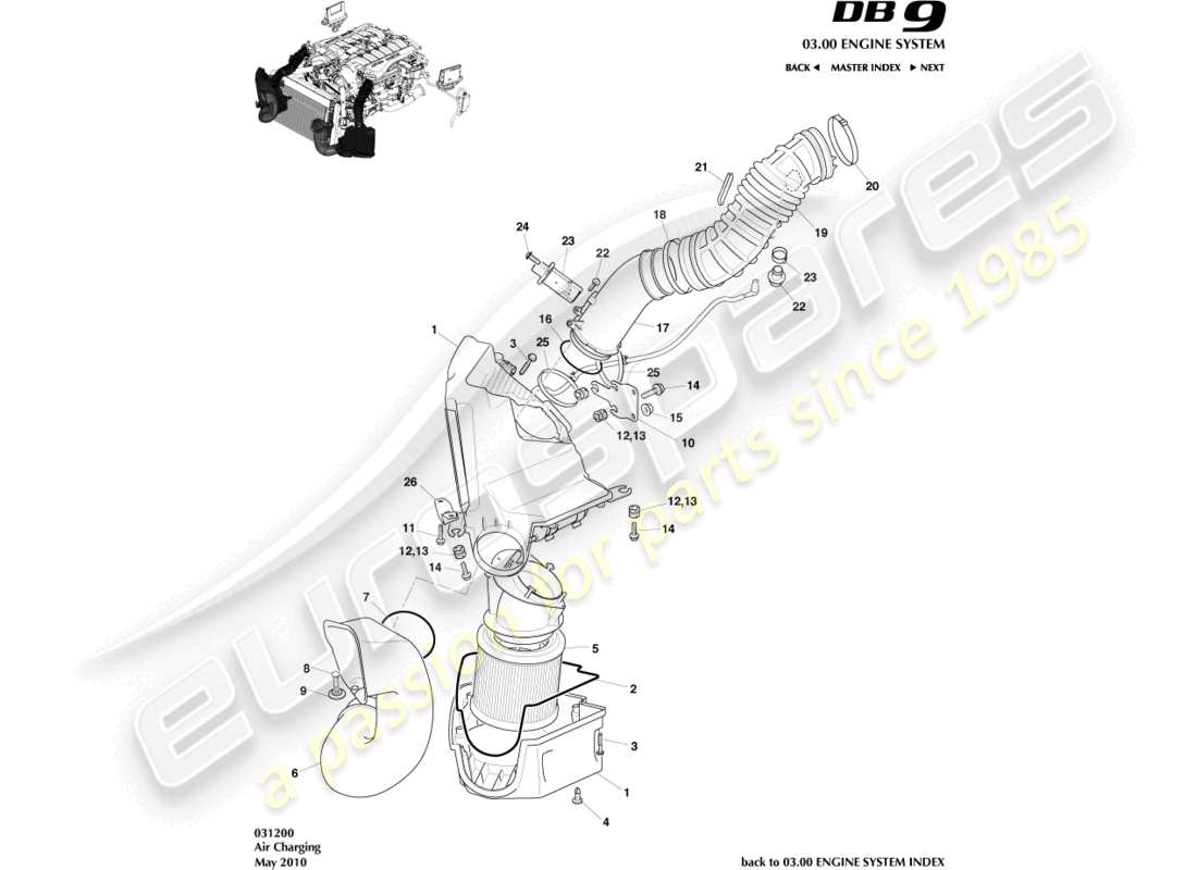 aston martin db9 (2008) air charging part diagram