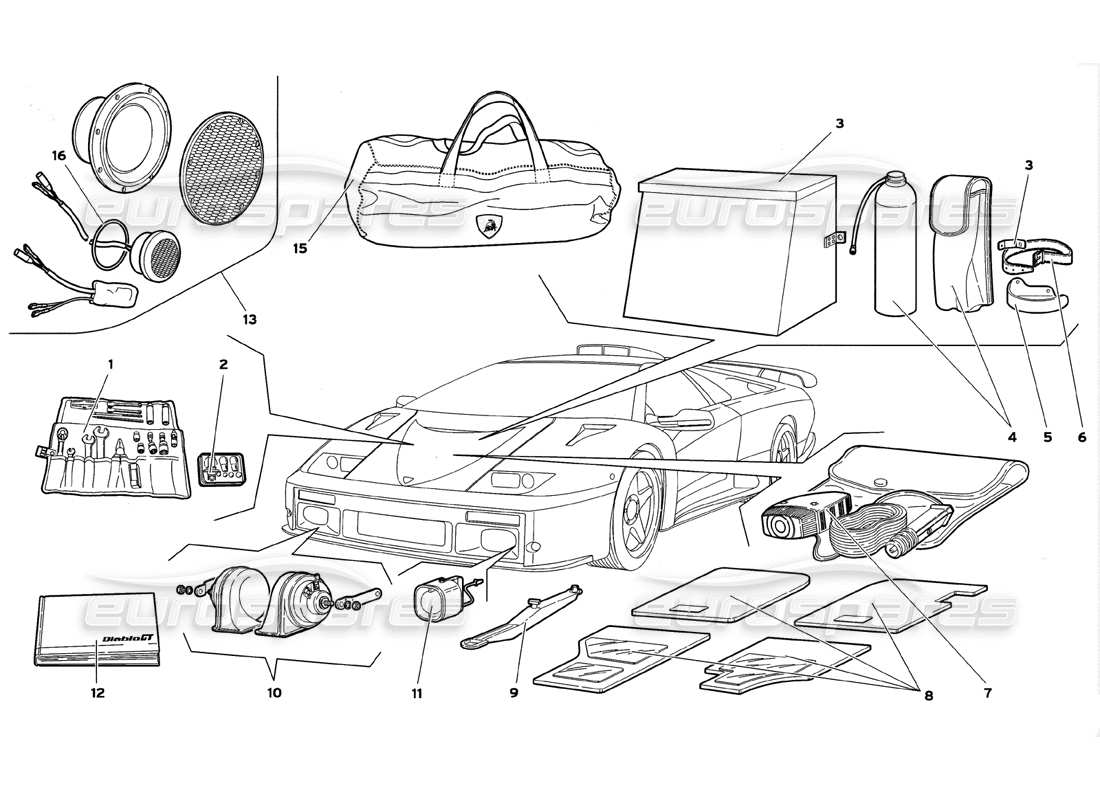 a part diagram from the lamborghini diablo parts catalogue