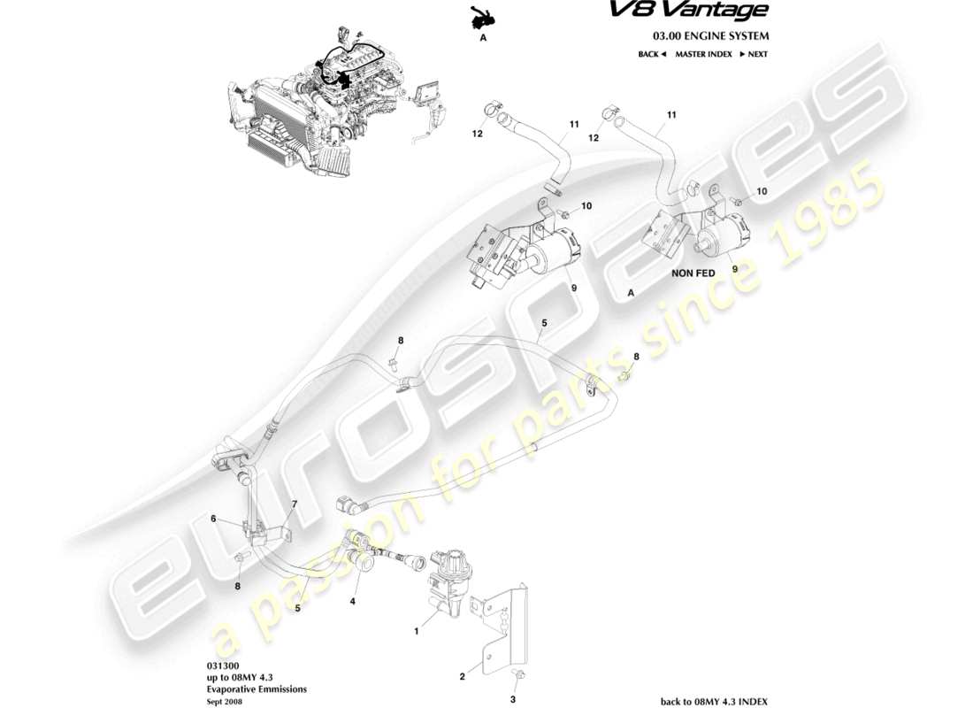 aston martin v8 vantage (2008) evaporative emissions part diagram