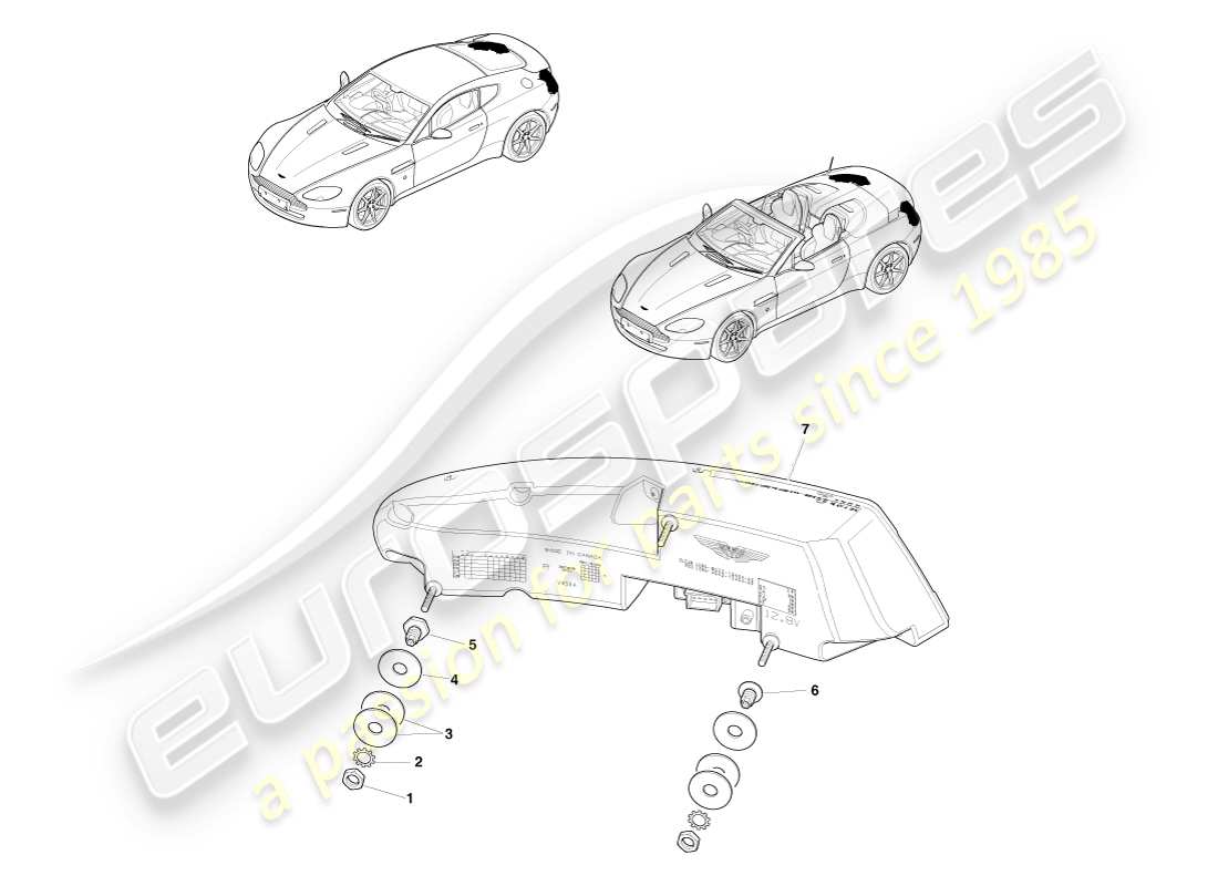 aston martin v8 vantage (2005) rear lamps part diagram