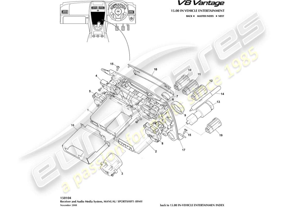 aston martin v8 vantage (2008) media controls, 09my part diagram