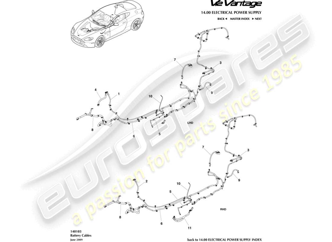 a part diagram from the aston martin v12 vantage parts catalogue