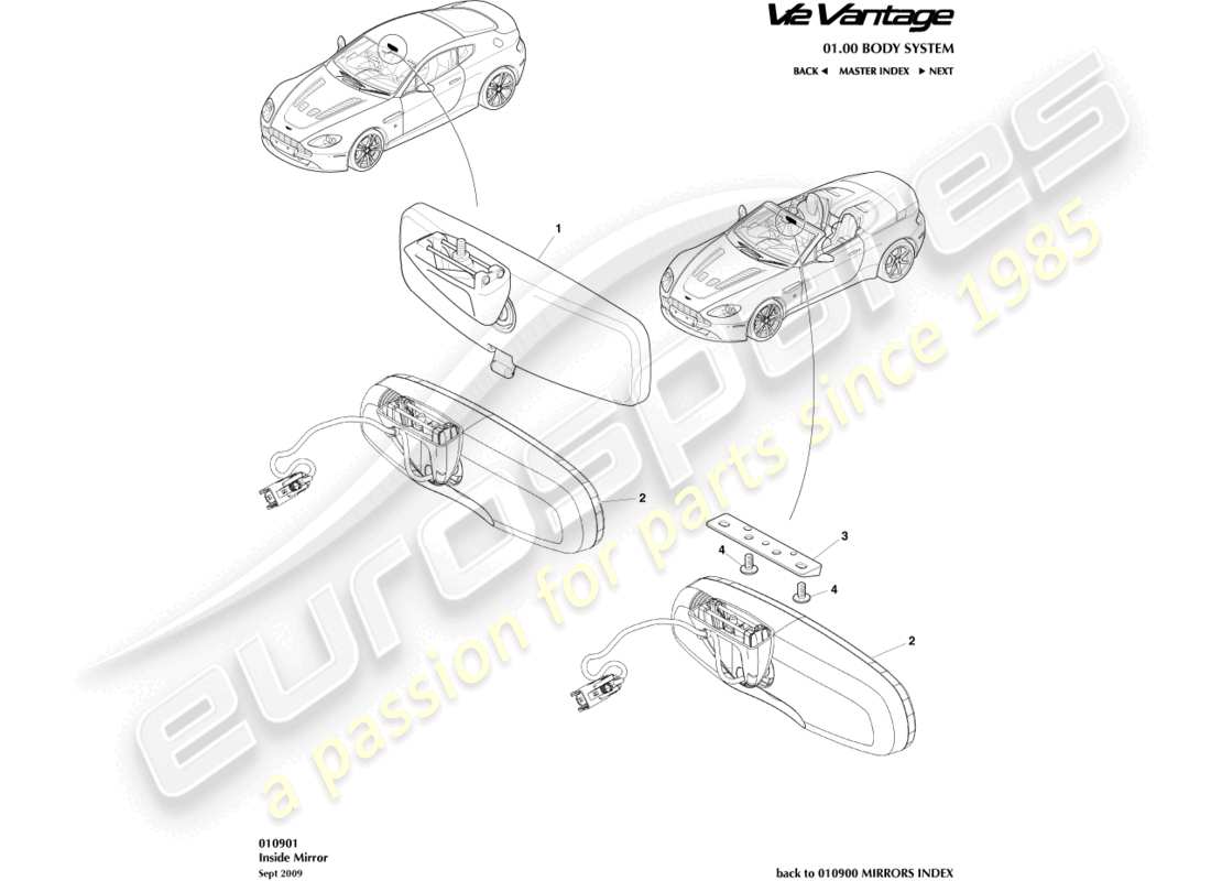 a part diagram from the aston martin v12 vantage (2010) parts catalogue