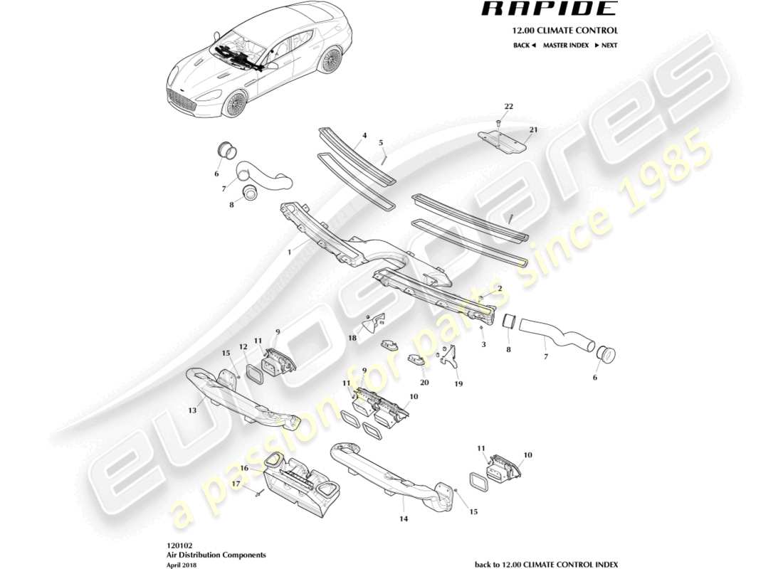 aston martin rapide (2011) air distribution components part diagram