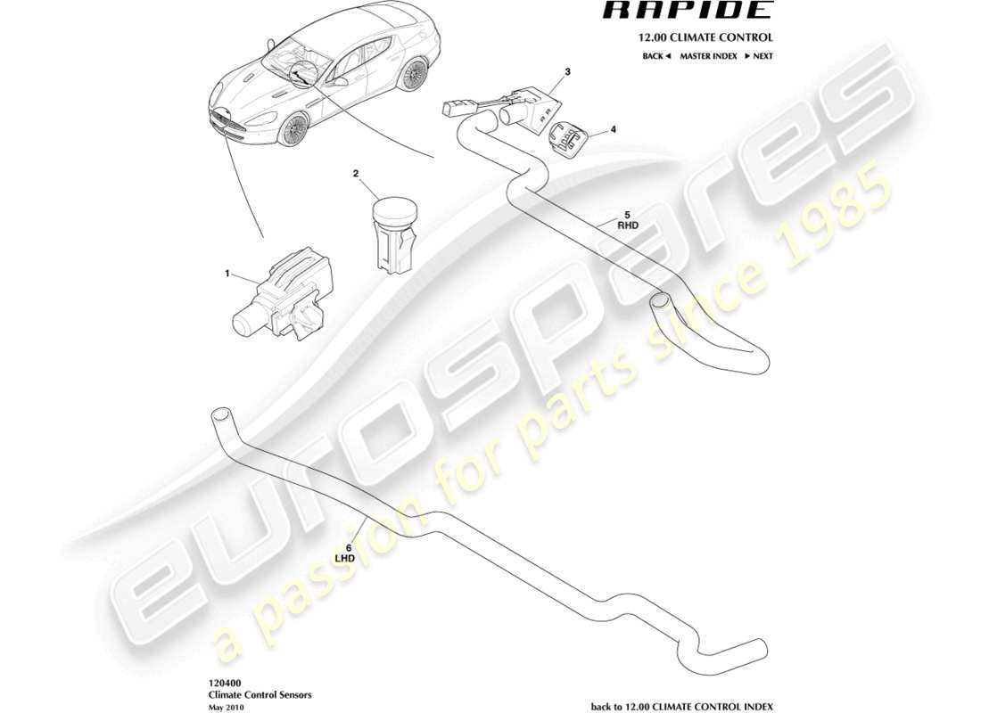 aston martin rapide (2019) sensors part diagram