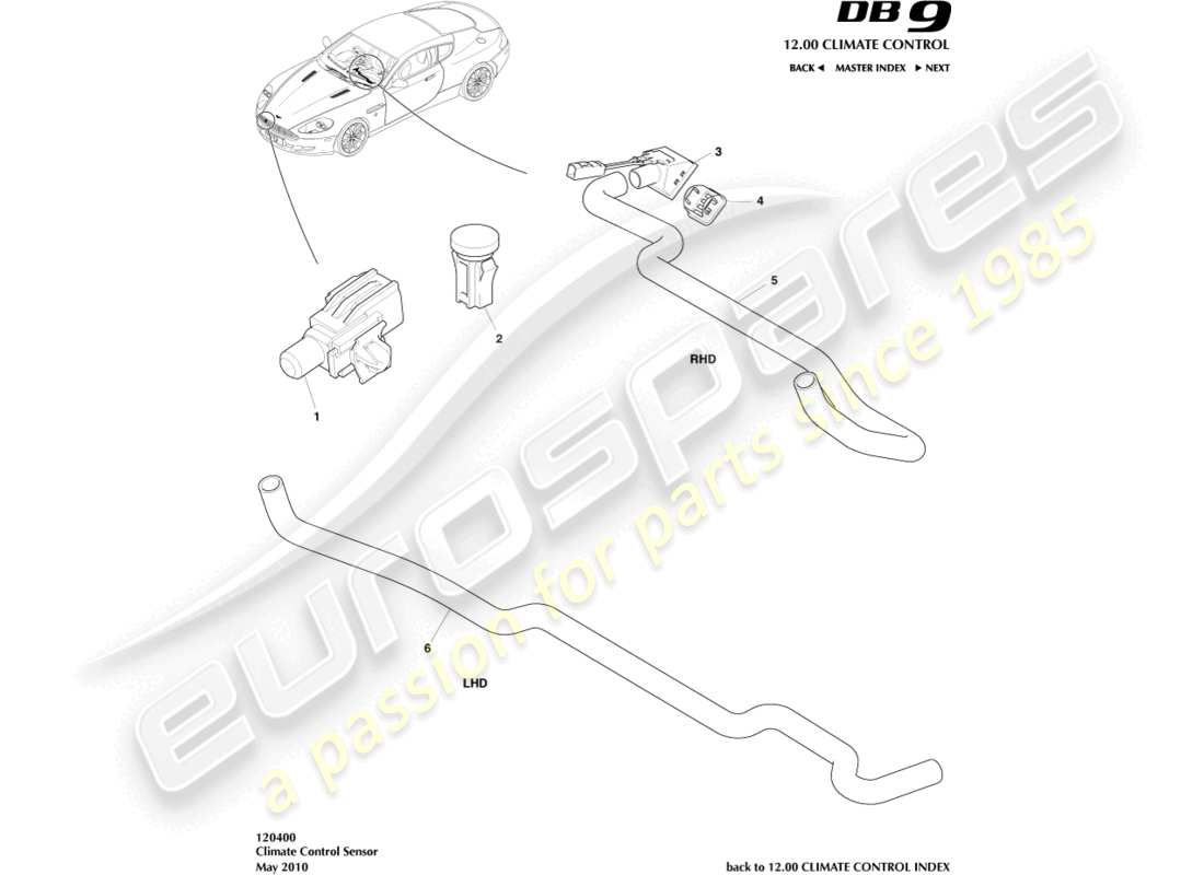 aston martin db9 (2007) sensors part diagram