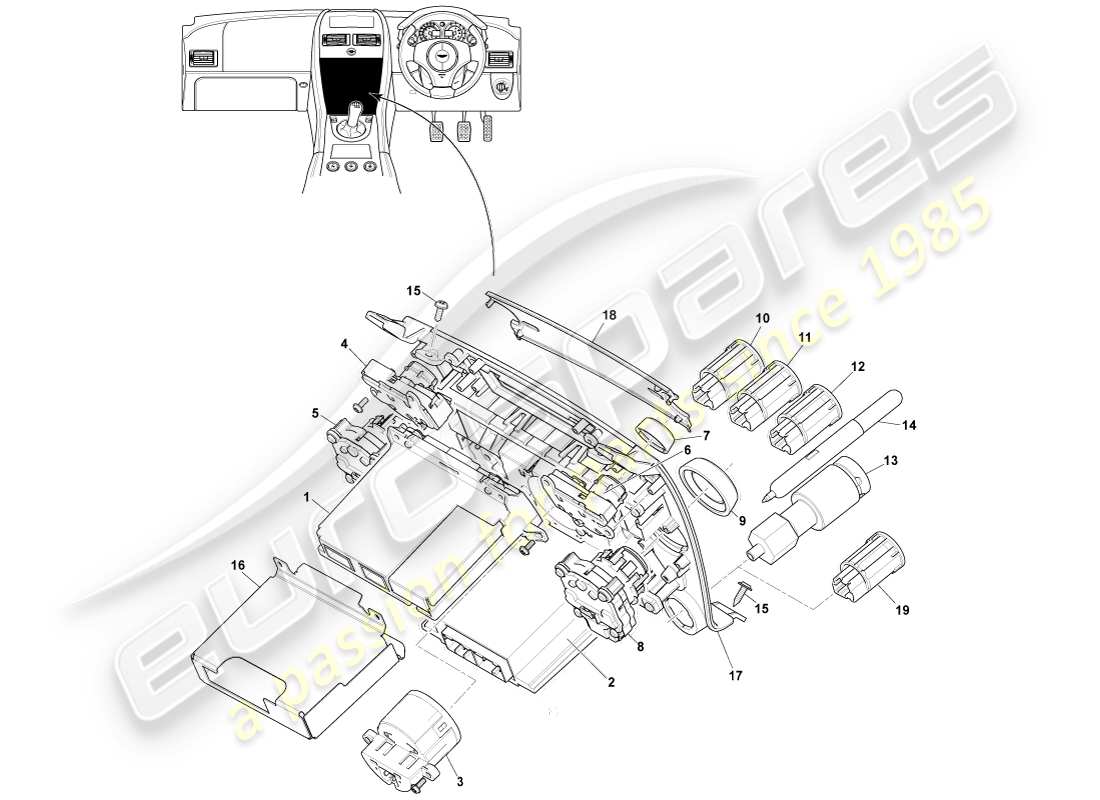 aston martin v8 vantage (2005) media controls, 09my part diagram