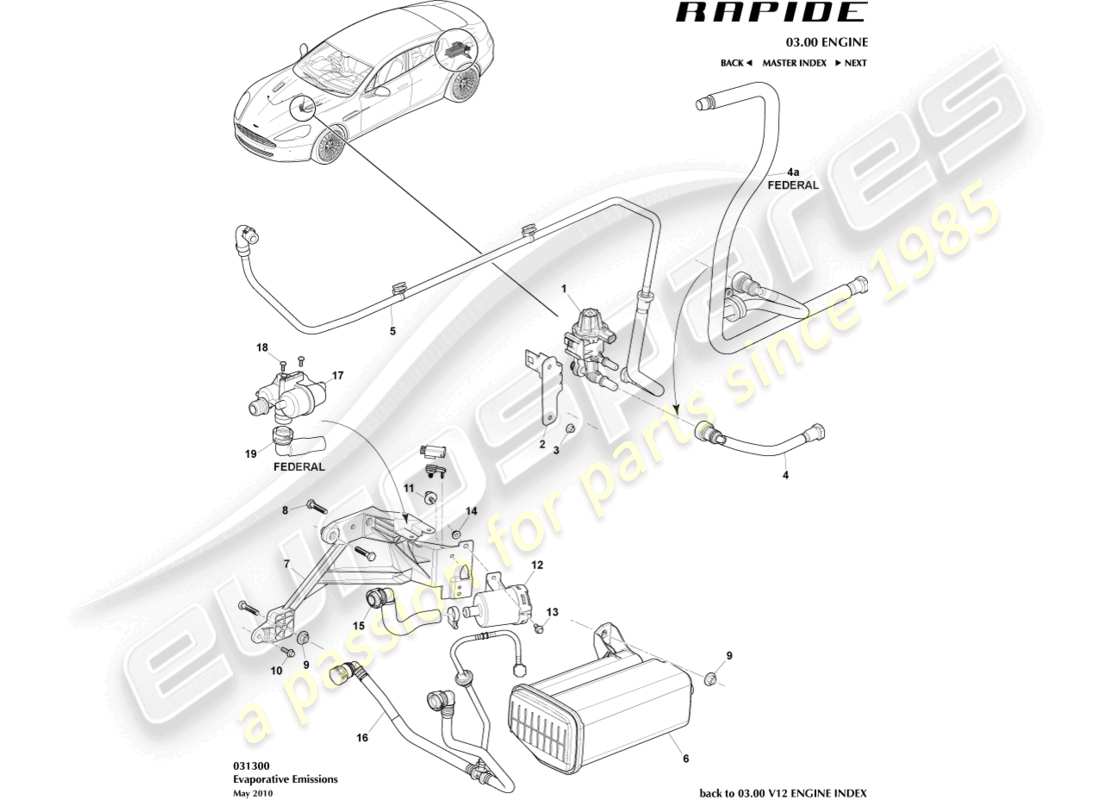 aston martin rapide (2011) evaporative emissions part diagram