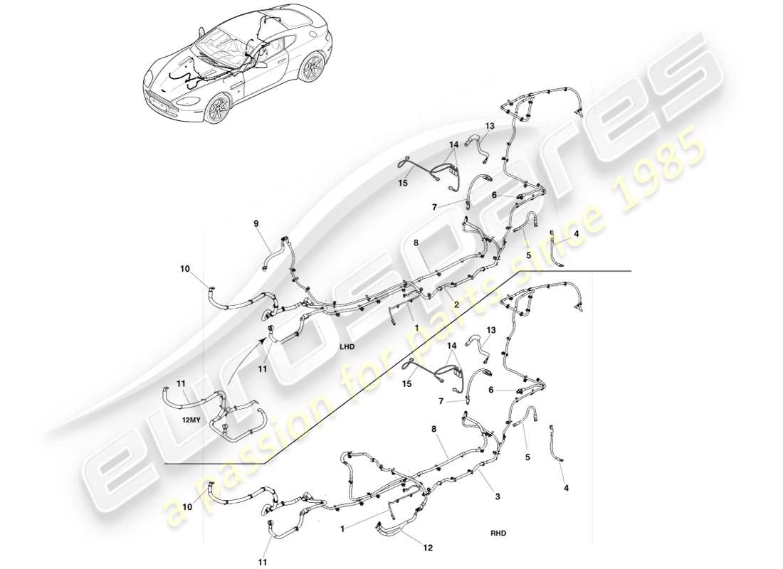 aston martin v8 vantage (2005) battery cables part diagram