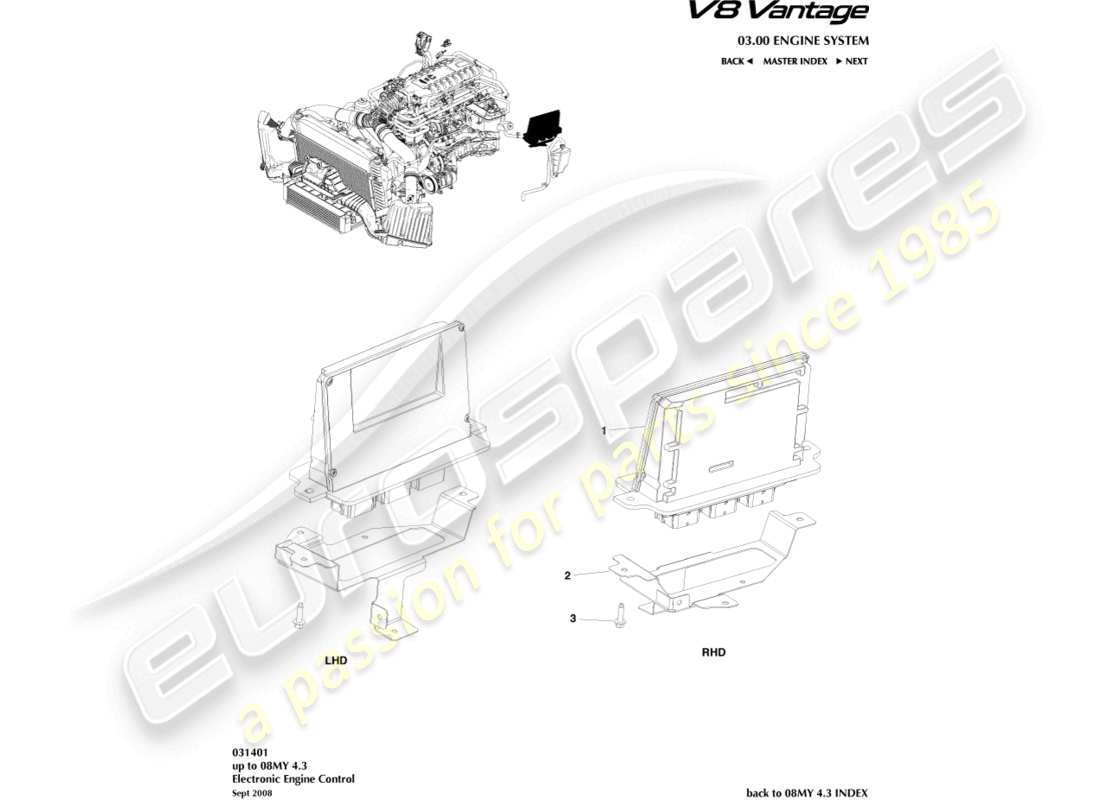 aston martin v8 vantage (2013) electronic engine control part diagram