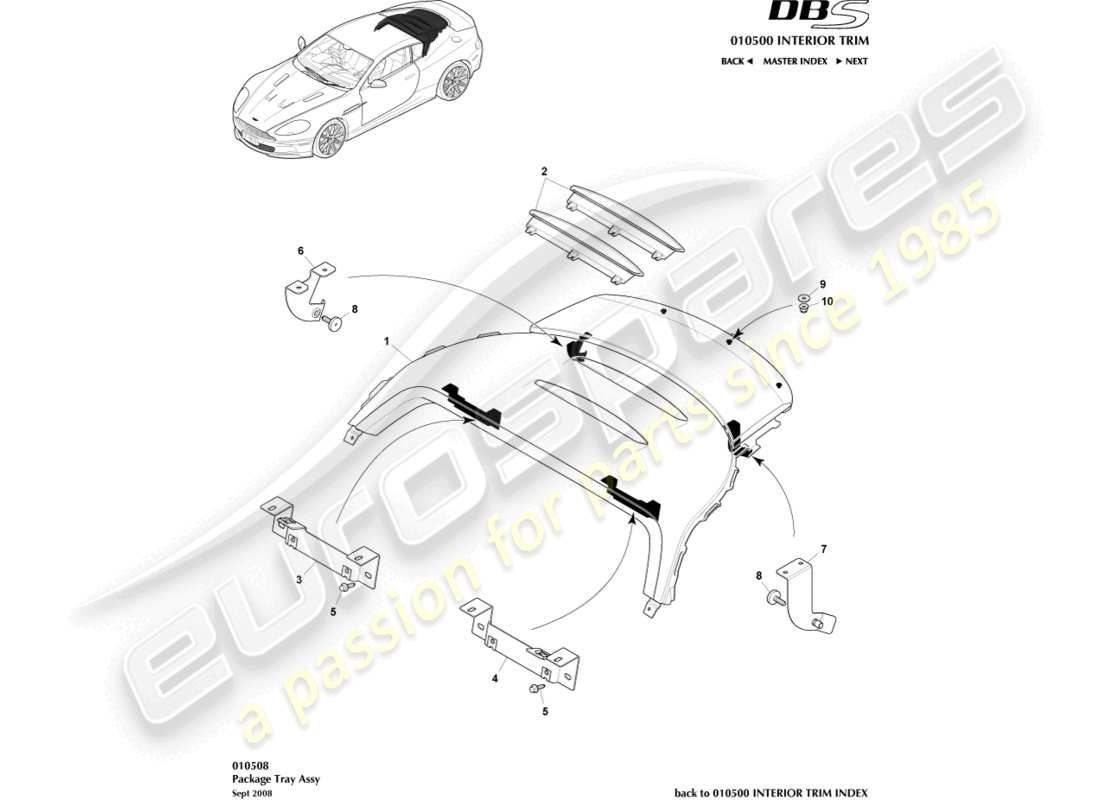 a part diagram from the aston martin dbs (2013) parts catalogue