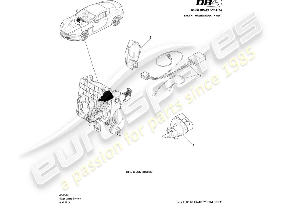 a part diagram from the aston martin dbs (2013) parts catalogue