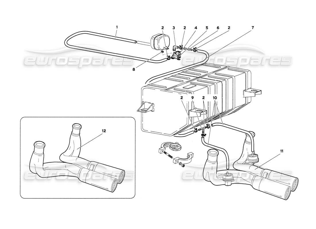 lamborghini diablo 6.0 (2001) exhaust system parts diagram