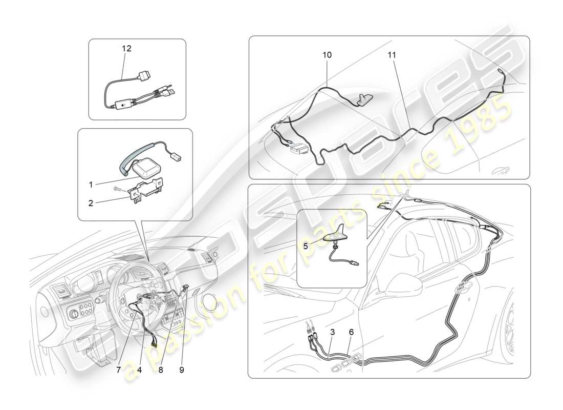 maserati granturismo (2011) reception and connection system parts diagram