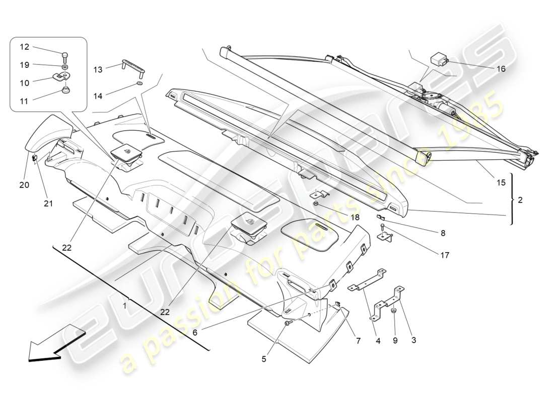 maserati qtp 3.0 tds v6 275hp (2015) rear parcel shelf part diagram