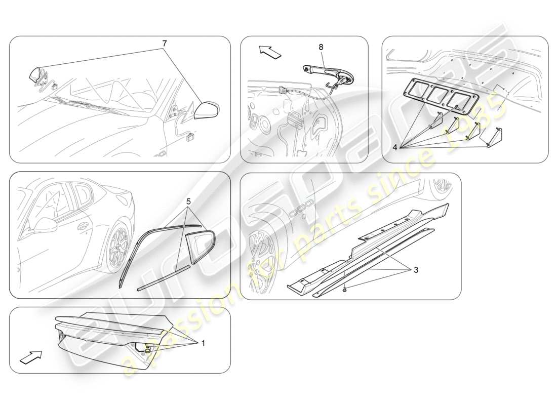 maserati granturismo (2010) after market accessories parts diagram