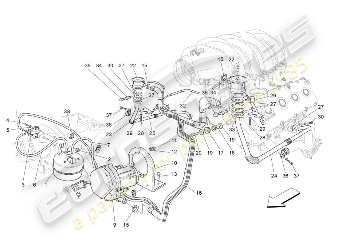 maserati granturismo (2015) additional air system part diagram