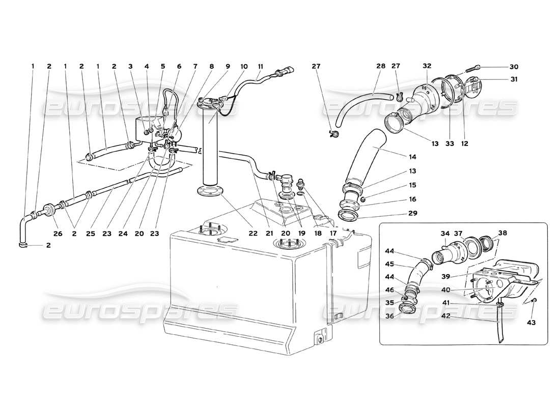 lamborghini diablo sv (1999) fuel system (for cars with fast fuel insertion) parts diagram