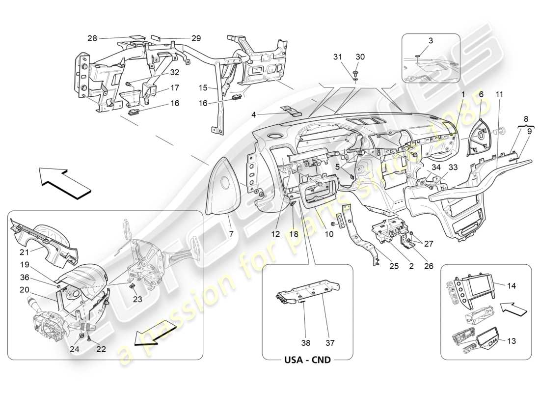 maserati granturismo (2015) dashboard unit part diagram